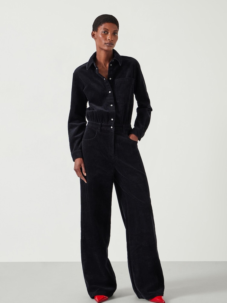 Hush Black Evelyn Cord 100% Cotton Jumpsuit - Image 1 of 5 Hush Black Evelyn Cord 100% Cotton Jumpsuit - Image 1 of 5