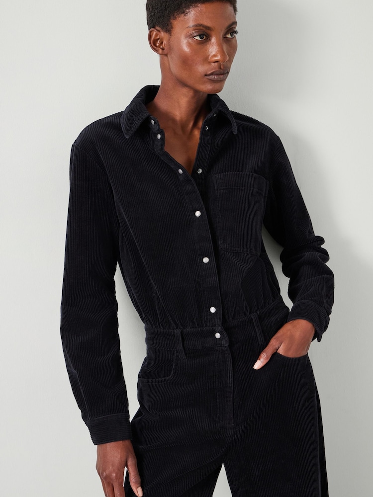 Hush Black Evelyn Cord 100% Cotton Jumpsuit - Image 2 of 5 Hush Black Evelyn Cord 100% Cotton Jumpsuit - Image 2 of 5