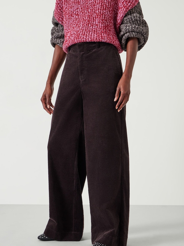 Hush Brown 100% Cotton Wide Leg Cord Trousers - Image 2 of 5