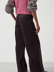 Hush Brown 100% Cotton Wide Leg Cord Trousers - Image 3 of 5