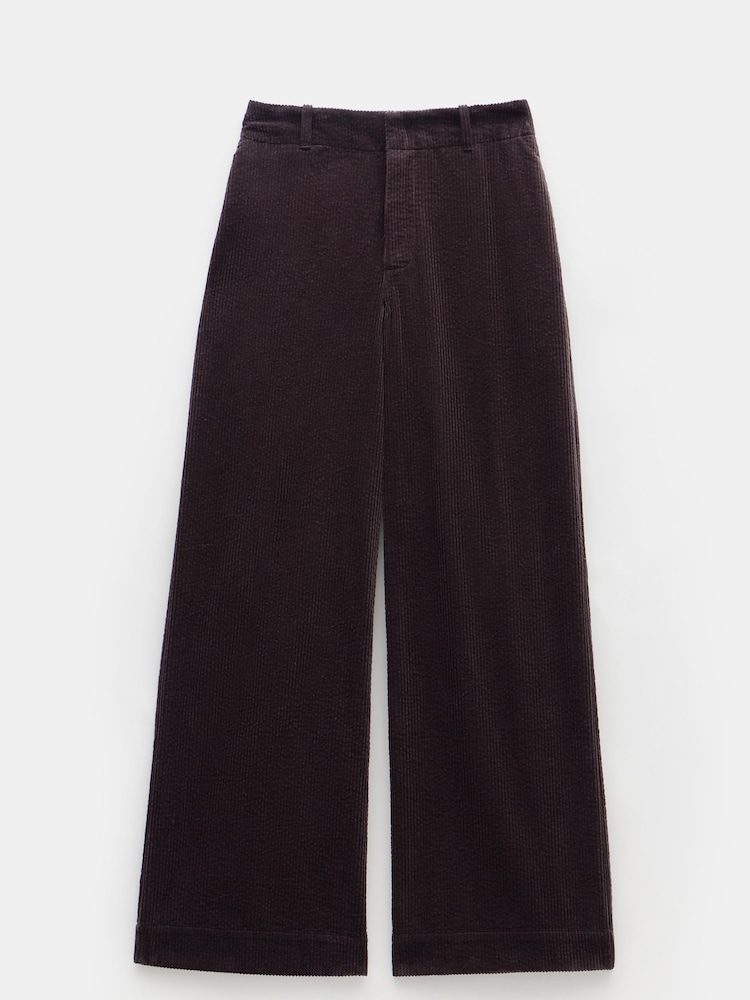 Hush Brown 100% Cotton Wide Leg Cord Trousers - Image 5 of 5
