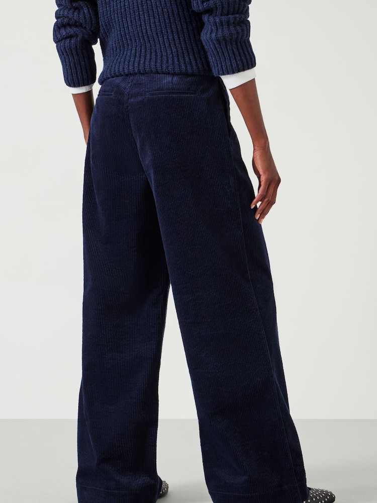 Hush Blue 100% Cotton Wide Leg Cord Trousers - Image 2 of 5
