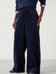 Hush Blue 100% Cotton Wide Leg Cord Trousers - Image 3 of 5