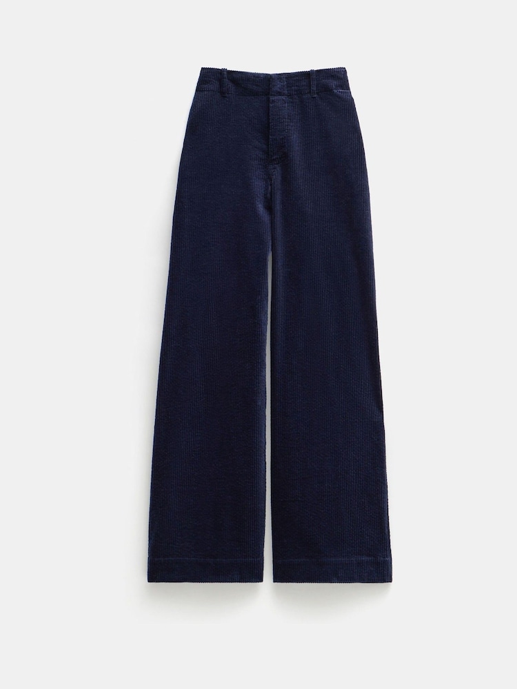 Hush Blue 100% Cotton Wide Leg Cord Trousers - Image 5 of 5