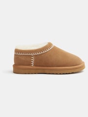 Hush Brown Padded Collar Shearling Snug Slippers - Image 2 of 5