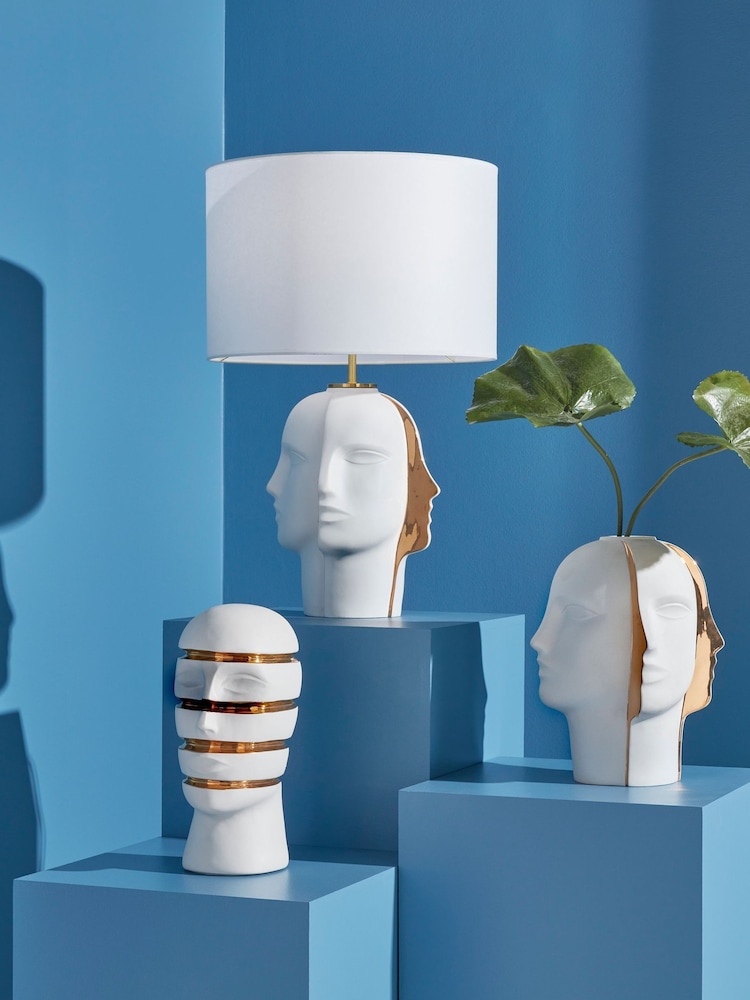Jonathan Adler White Gold Atlas Table Lamp - Image 1 of 3