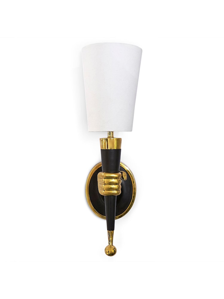 Jonathan Adler Black Brass Brass Hand Sconce Wall Lights - Image 4 of 4