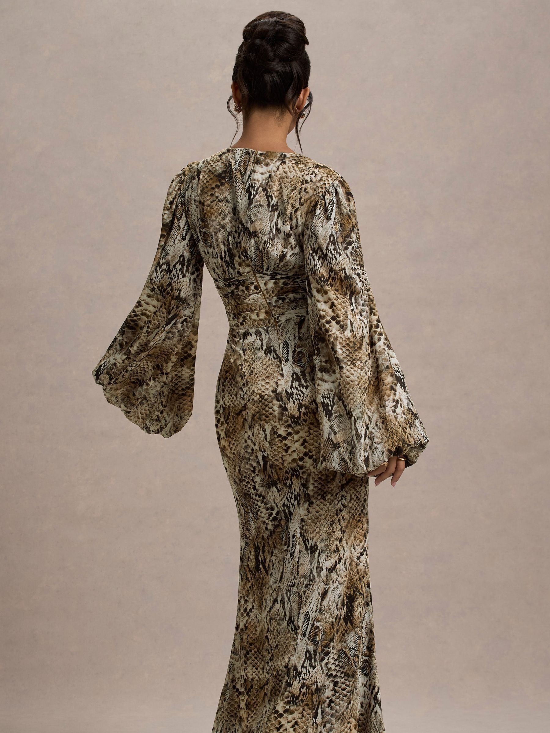 【GINGER掲載商品】 Buy Club L London Snake Print Casarile V-Neck Balloon Sleeve スーツ・フォーマル・ドレス