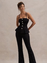 Club L London Black Skyla Strappy Top With Buttons - Image 3 of 7
