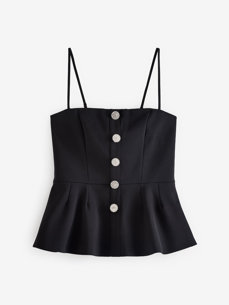 Club L London Black Skyla Strappy Top With Buttons - Image 7 of 7