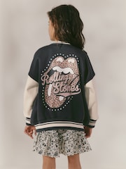 Black/White Rolling Stones Varsity Embroidered Jacket (3-16yrs) - Image 2 of 9