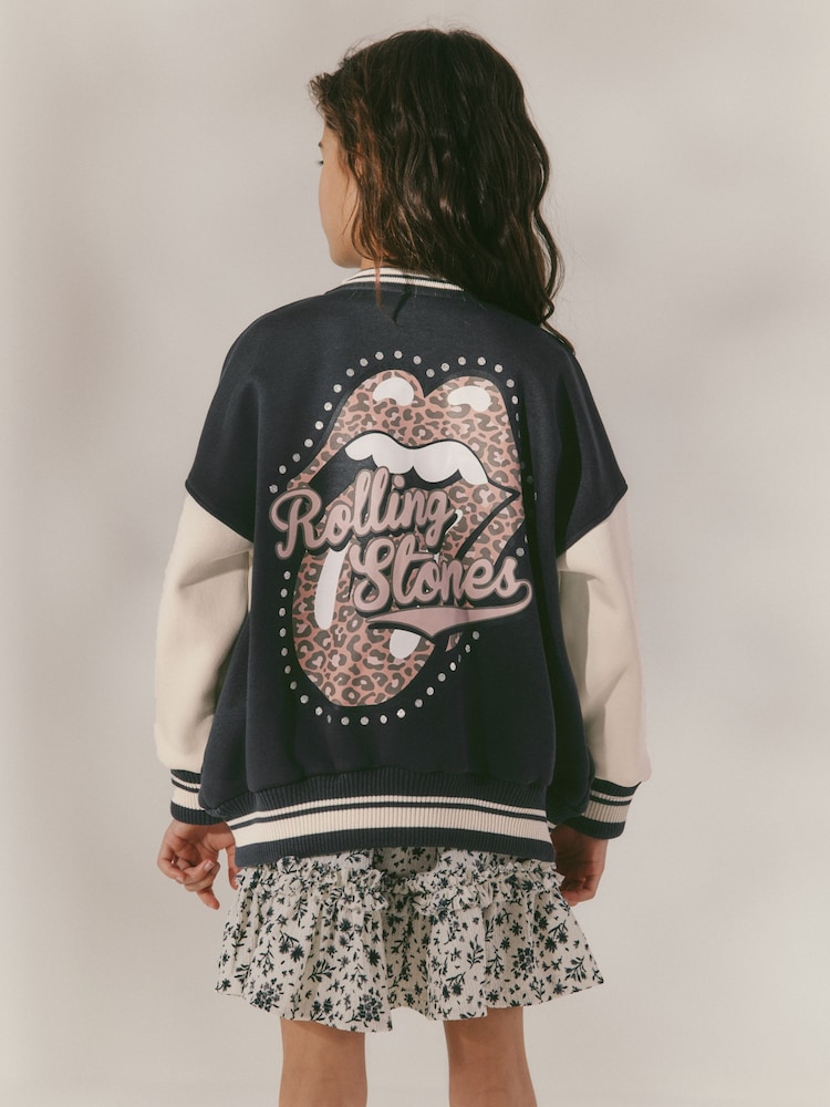 Black/White Rolling Stones Varsity Embroidered Jacket (3-16yrs) - Image 2 of 9