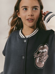 Black/White Rolling Stones Varsity Embroidered Jacket (3-16yrs) - Image 3 of 9