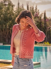 FatFace Zoe Pink Embroidered Jacket - Image 1 of 11