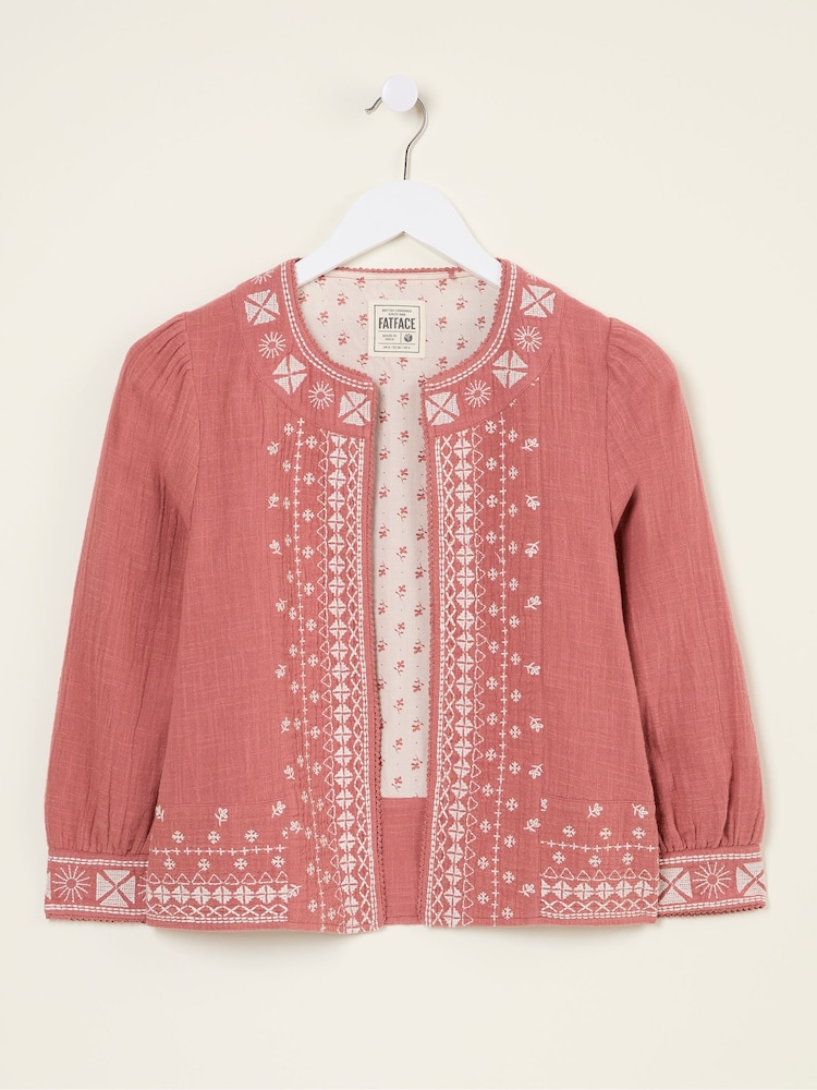 FatFace Zoe Pink Embroidered Jacket - Image 11 of 11