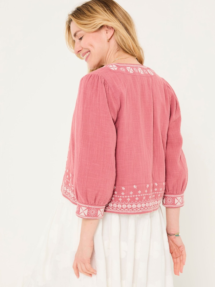FatFace Zoe Pink Embroidered Jacket - Image 2 of 11