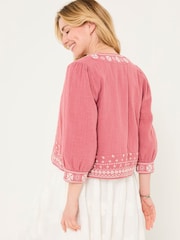 FatFace Zoe Pink Embroidered Jacket - Image 3 of 11