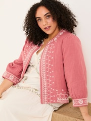 FatFace Zoe Pink Embroidered Jacket - Image 8 of 11