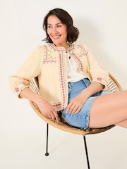 FatFace Zoe Ivory Embroidered Jacket - Image 6 of 7