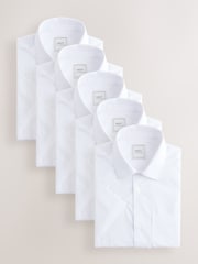 Blanco - Short Sleeve Easy Care Formal Smart Shirts 5 Pack - Imagen 1 de 8