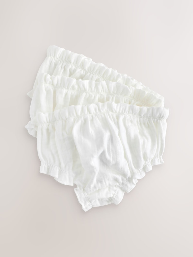 Ecru Baby 100% Cotton Knickers 3 Pack (0mths-2yrs) - Image 6 of 7