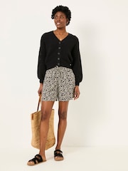 FatFace Anna Black Shibori Long Flippy Shorts - Image 1 of 6