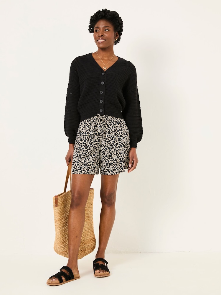FatFace Anna Black Shibori Long Flippy Shorts - Image 1 of 6