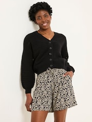 FatFace Anna Black Shibori Long Flippy Shorts - Image 2 of 6