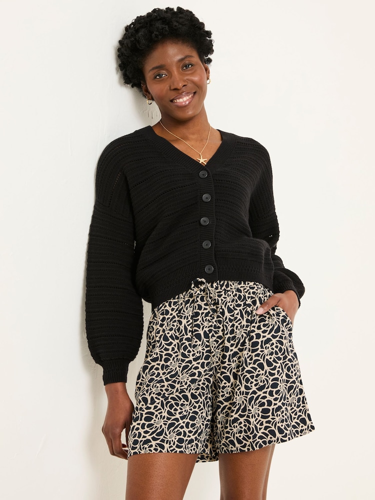 FatFace Anna Black Shibori Long Flippy Shorts - Image 2 of 6