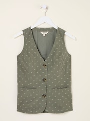 FatFace Florrie Light Green Florrie Embroidered Waistcoat - Image 11 of 11