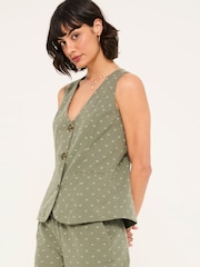 FatFace Florrie Light Green Florrie Embroidered Waistcoat - Image 2 of 11