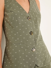 FatFace Florrie Light Green Florrie Embroidered Waistcoat - Image 6 of 11