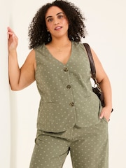 FatFace Florrie Light Green Florrie Embroidered Waistcoat - Image 7 of 11