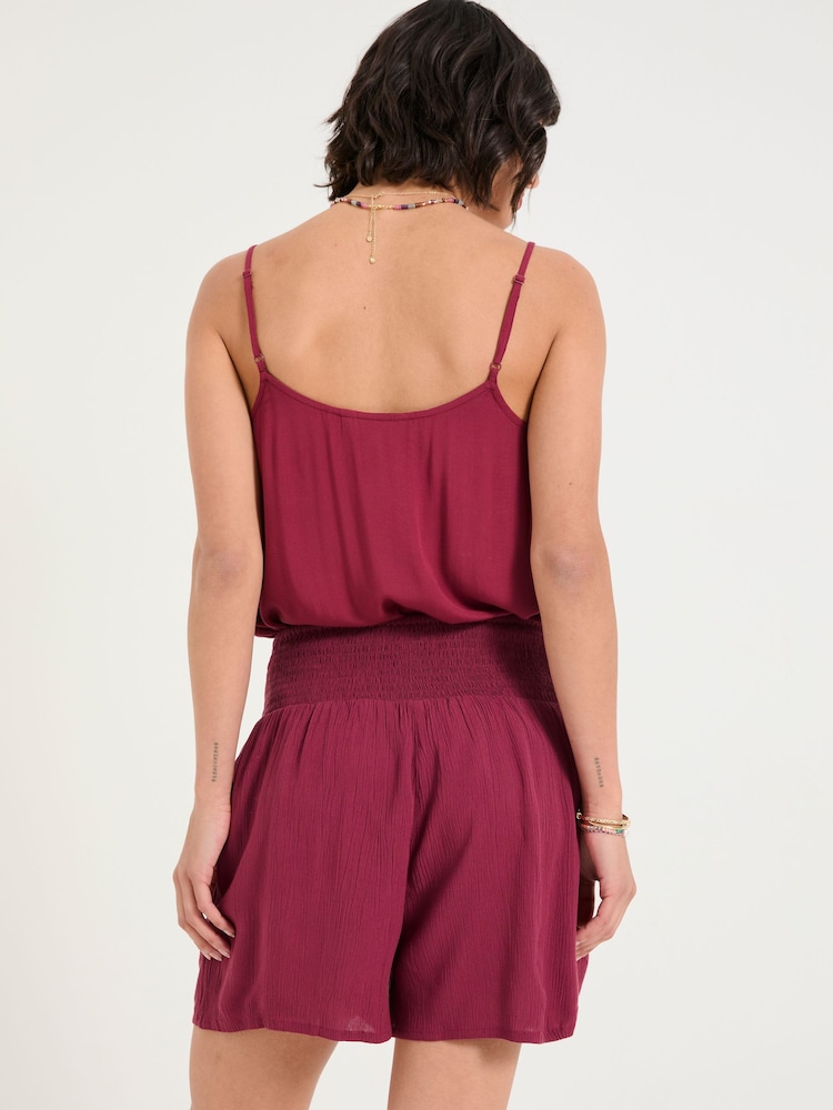 FatFace Rylee Burgundy Red Flippy Shorts - Image 2 of 6