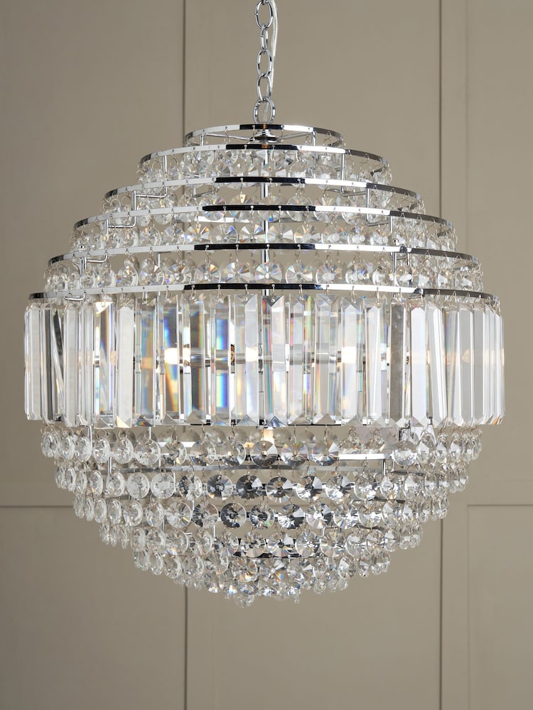 BHS Silver Paladina Crystal Chandelier Ceiling Light - Image 1 of 6