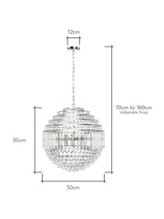 BHS Silver Paladina Crystal Chandelier Ceiling Light - Image 4 of 6