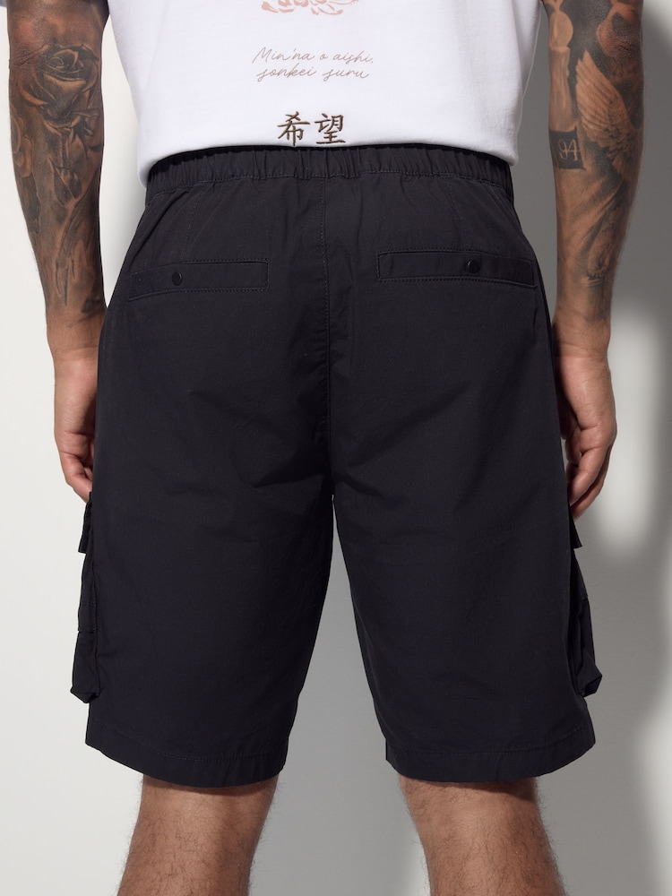Black Tech Stretch Utility Cargo Shorts - Image 2 of 6
