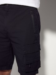Black Tech Stretch Utility Cargo Shorts - Image 3 of 6