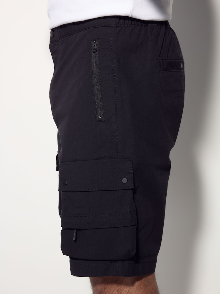 Black Tech Stretch Utility Cargo Shorts - Image 4 of 6
