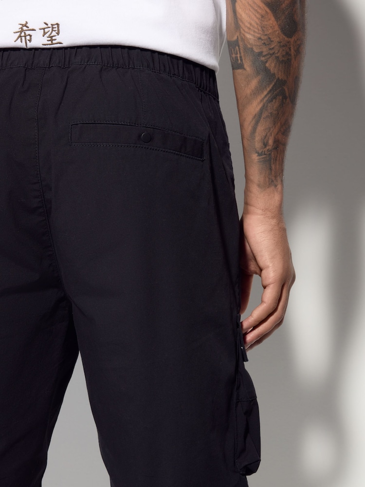 Black Tech Stretch Utility Cargo Shorts - Image 5 of 6