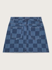 Monsoon Blue 100% Cotton Denim Checkerboard Mini Skirt - Image 2 of 3