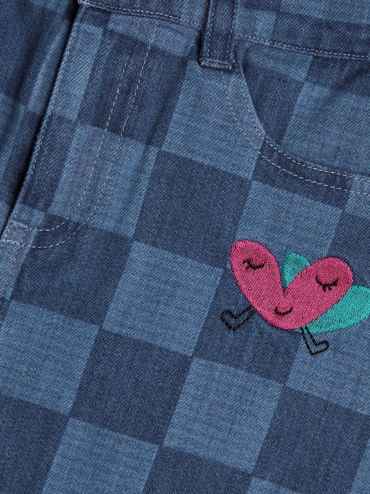 Monsoon Blue 100% Cotton Denim Checkerboard Mini Skirt - Image 3 of 3
