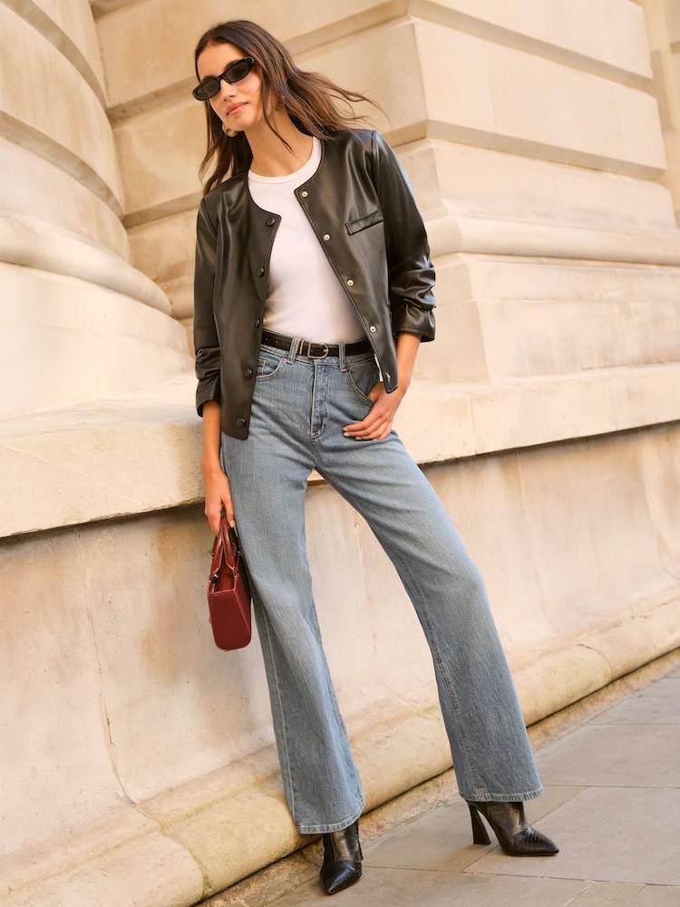 Friends Like These Black PU Collarless Jacket - Image 2 of 4