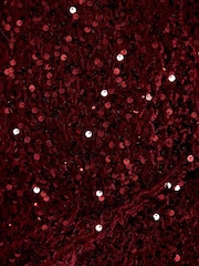 Threadbare Red Sequin Velour Drop Shoulder Top - Image 6 of 6