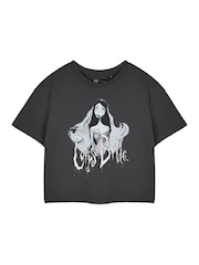 Vanilla Underground Grey Womens 100% Cotton Corpse Bride Licensed Halloween Crop Top - Image 1 of 7