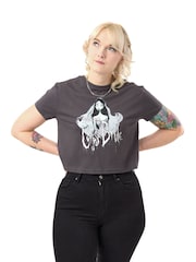 Vanilla Underground Grey Womens 100% Cotton Corpse Bride Licensed Halloween Crop Top - Image 6 of 7