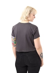 Vanilla Underground Grey Womens 100% Cotton Corpse Bride Licensed Halloween Crop Top - Image 7 of 7