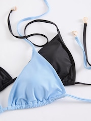 Friends Like These Black Triangle Triangle Tie Side Bikini Top With Shell Trim - Image 7 of 7