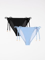 Friends Like These Multi Tie Side Bikini Bottoms With Shell Trim 2 Pack - Image 1 of 9