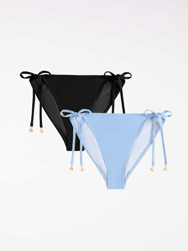 Friends Like These Multi Tie Side Bikini Bottoms With Shell Trim 2 Pack - Image 1 of 9